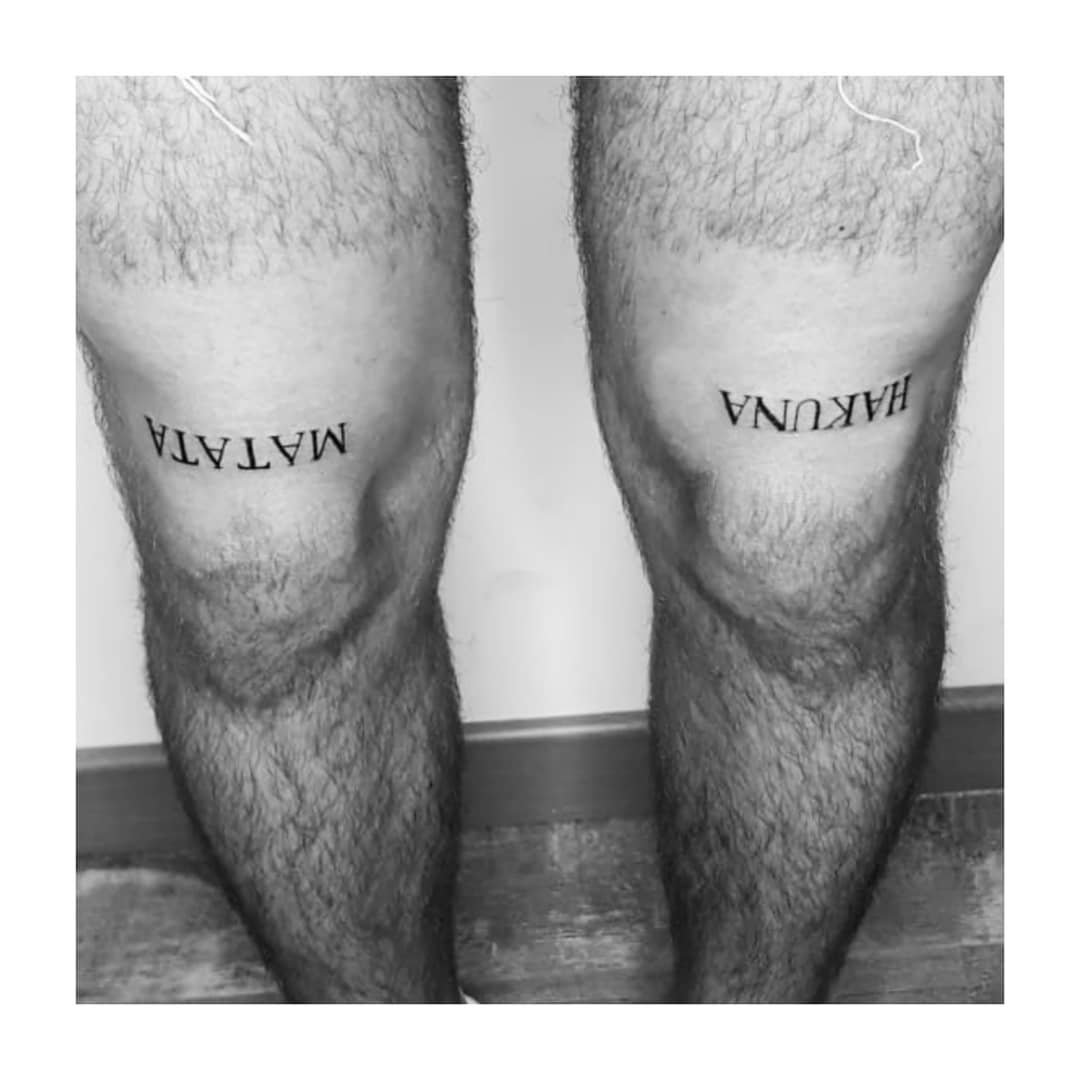 Tatuaje de matching en pierna, línea fina Sinkply Madrid
