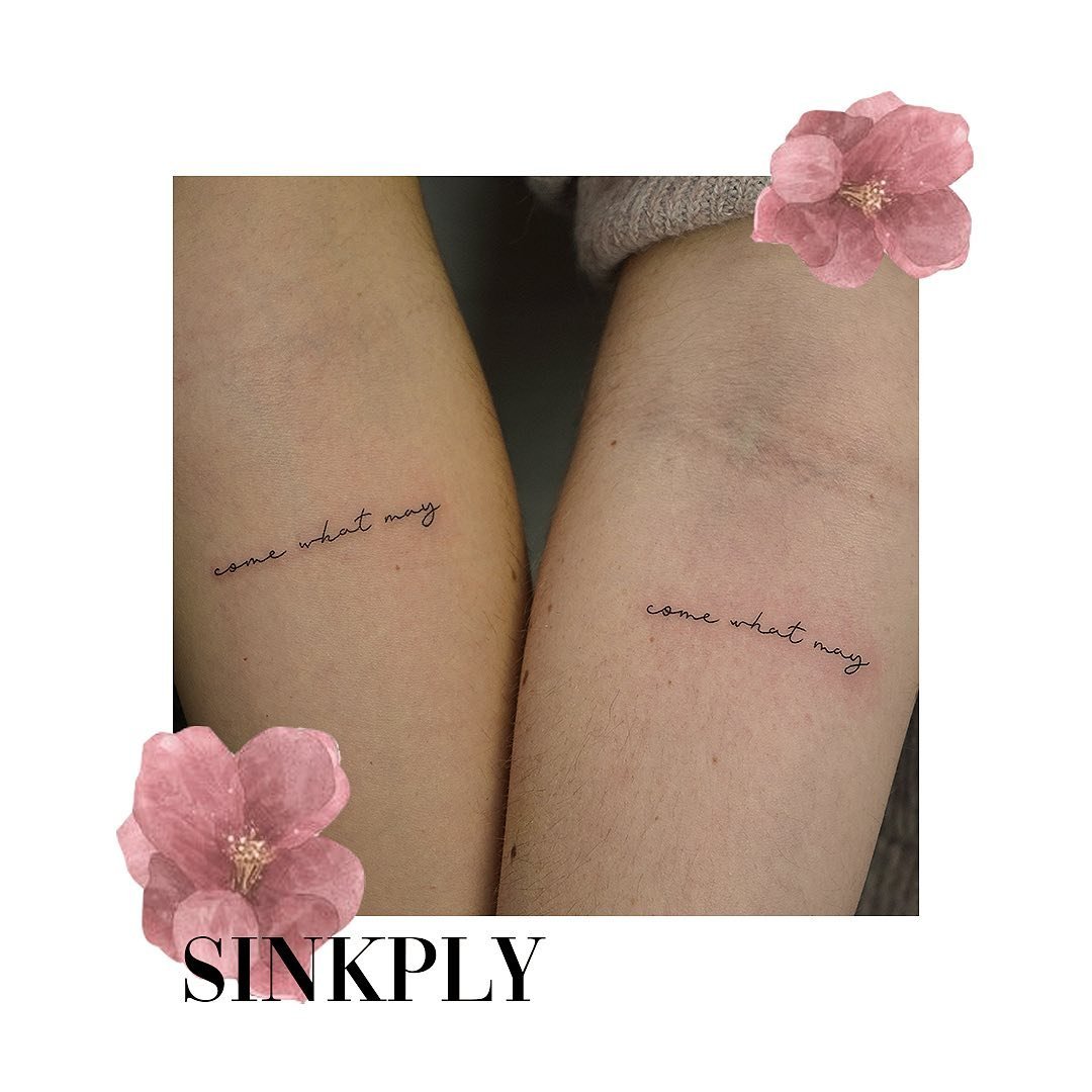 Tatuaje de matching en pierna, línea fina Sinkply Madrid